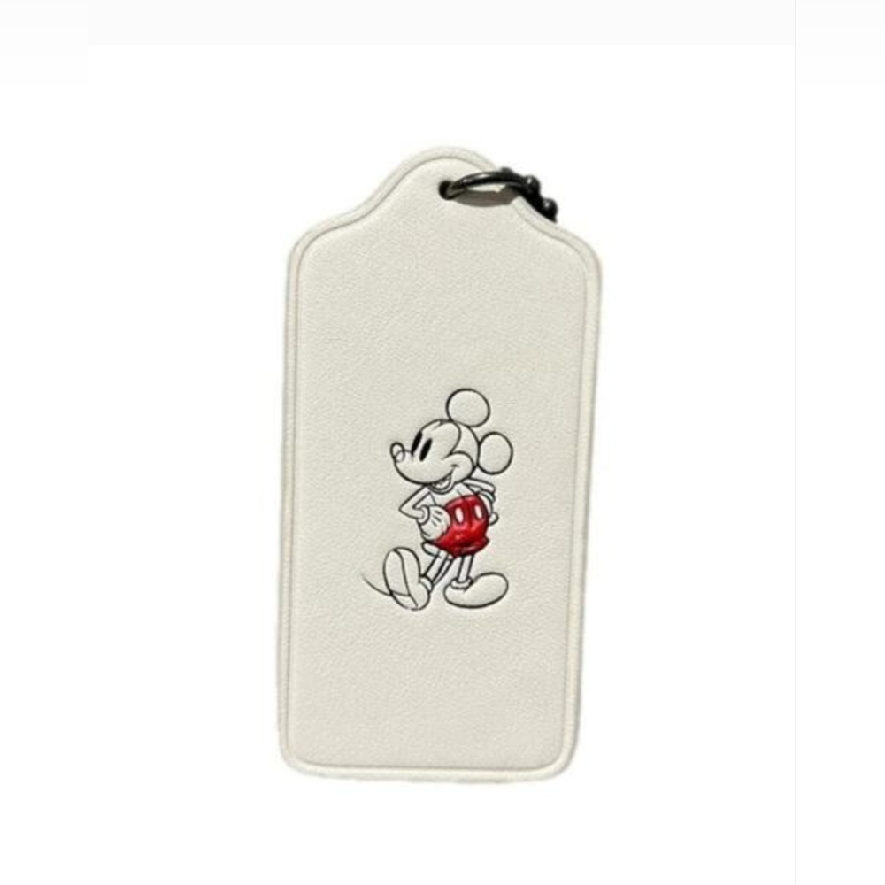 Coach X Disney Chalk Tag Mickey Mouse Leather Bag Tag NEW